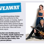 Win a Double Pass to see Moller Fraticelli Guitar Duo from The Dominion Post (Wellington)