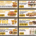 Carl's Jr January Coupons: Free Combo with Bacon 3-Ways Burger, Spicy Jr Chicken Burger $2, Sundae $2 + More