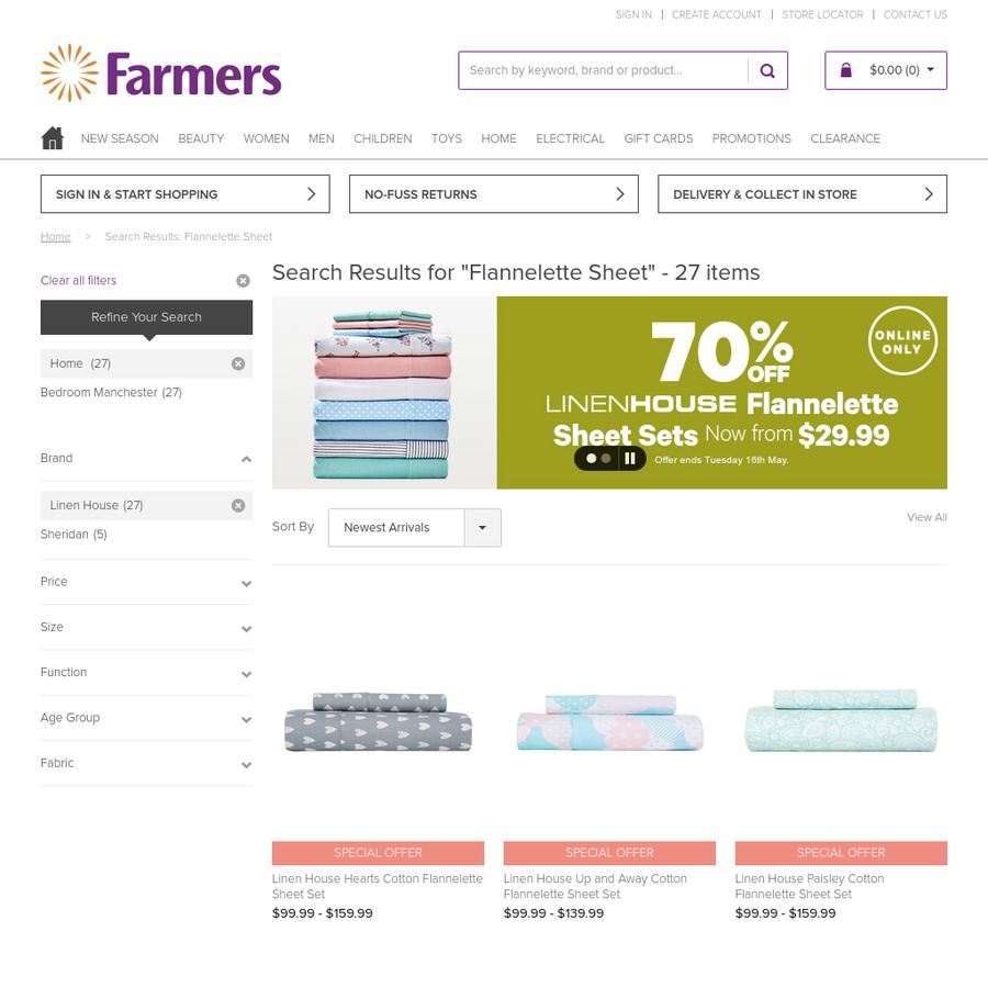 Farmers.co.nz Linenhouse Flannelette Sheets 70 off (From 27