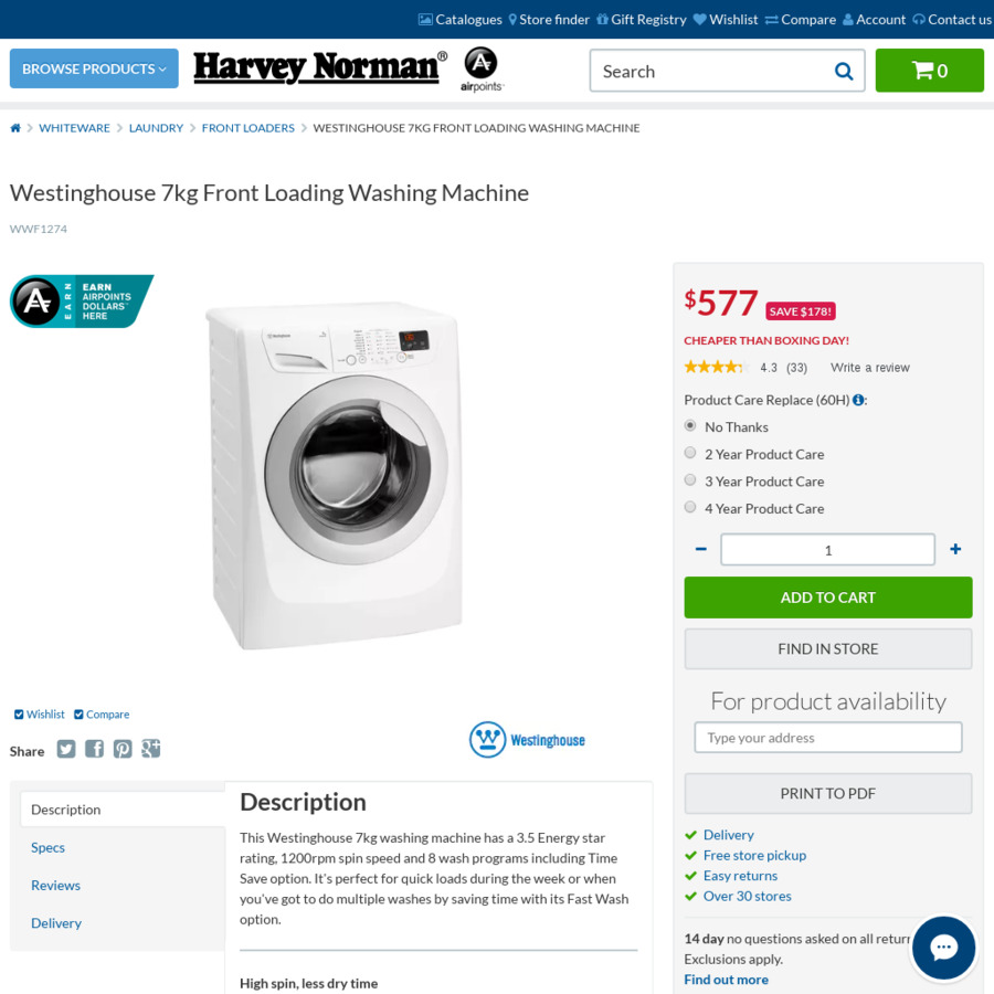 Harvey Norman's Biggest Deals Since Boxing Day Sale Westinghouse 7kg