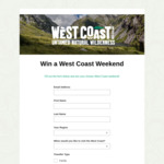 Win 1 of 2 West Coast Holidays (2 Night Hotel, Car Hire, Activities etc.) from West Coast