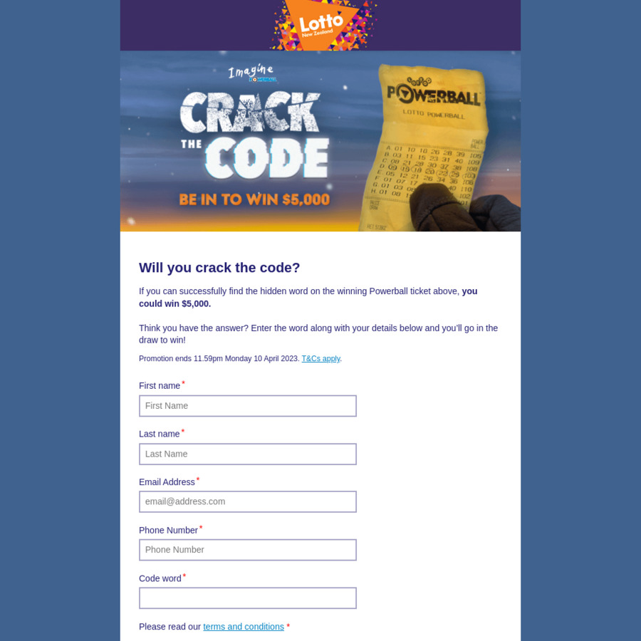 crack the code sweepstakes