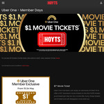 [Uber One] $1 HOYTS Movie Tickets (Total 5,000), $1 Popcorn (Total 20,000) + More @ Uber Eats
