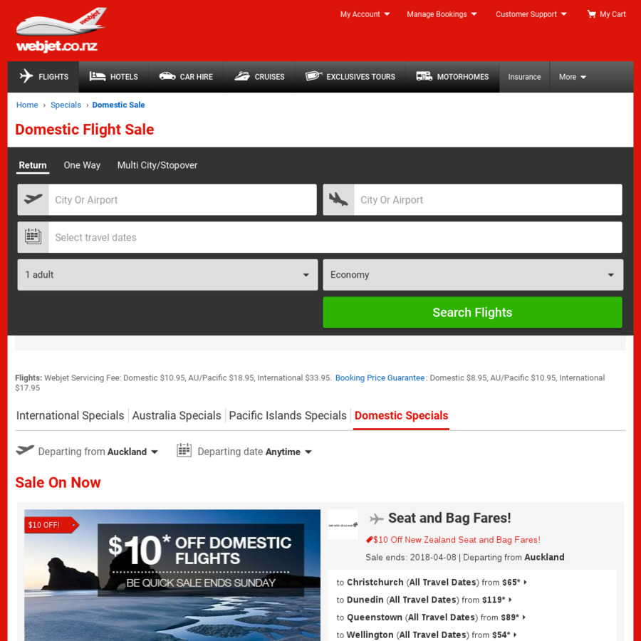 10 off Air NZ Domestic Flights Webjet.co.nz ChoiceCheapies