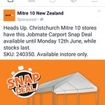 Carport $99 @ Mitre 10 (Christchurch Only) 