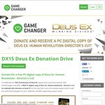 Free PC Steam Copy of Deus Ex: Human Revolution When Donating $1 USD or More at Game Changer