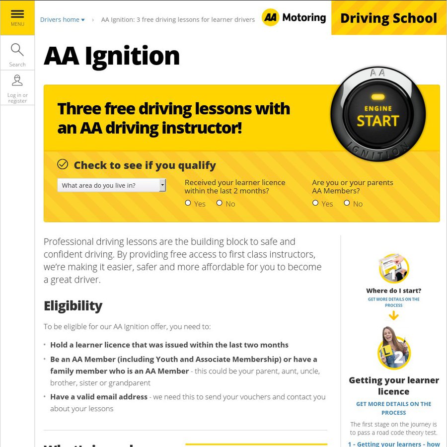 3 FREE Driving Lessons For Learner Drivers Of AA Family Members ...