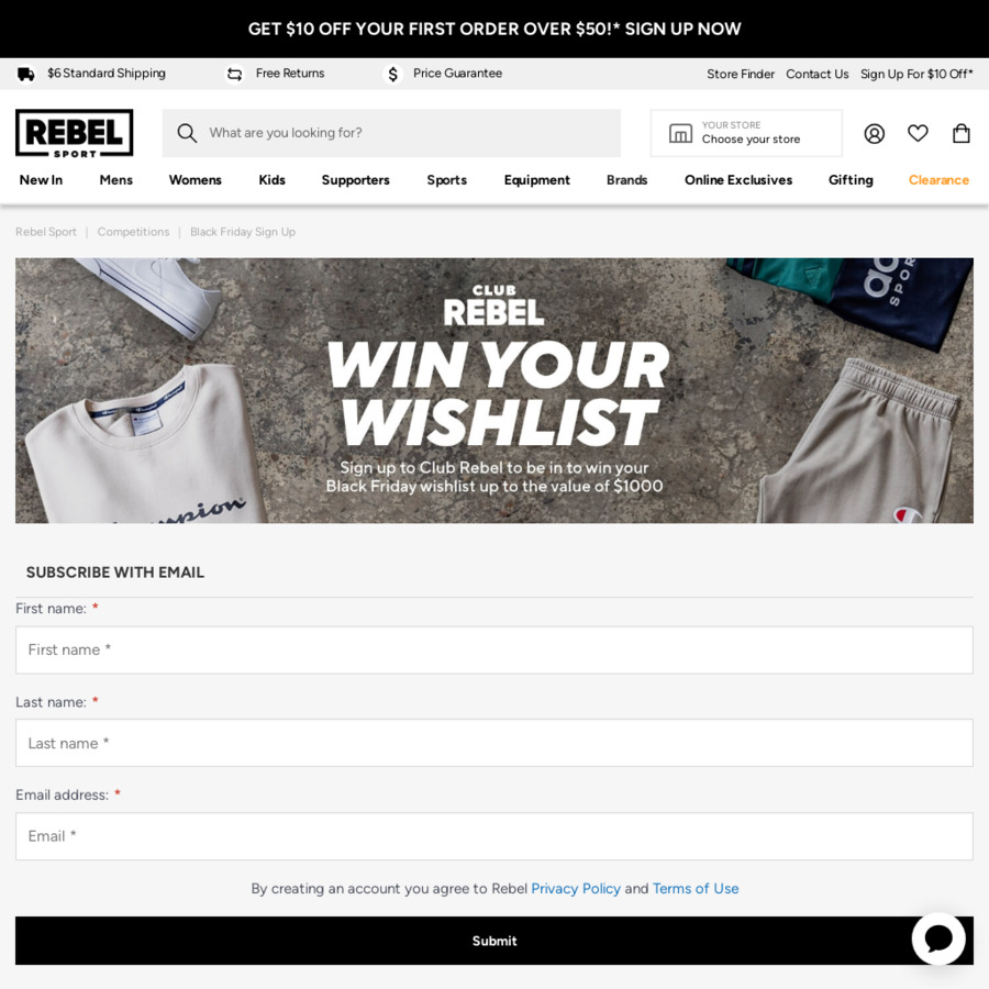 Sign Up to be in to Win a 1000 Rebel Sport EGift Card Rebel Sport