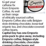 Win Emporio Coffee, Belgian-Style Drinking Chocolate, Chocolate Covered Coffee Beans and Organic Tea from The Dominion Post