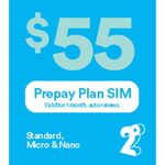 2degrees $55 Monthly Prepay Plan Sim for $8.97 (Limit 1) @ Noel Leeming