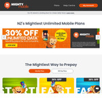 30% off Unlimited Data Mobile Plans for First 6 Months (10mbps Plan $28/m, 50mbps Plan $35/m, Max Speed $52.5/m) @ Mighty Mobile
