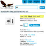 Microsoft Wireless Keyboard 850 $7.59 + Delivery @ Aquila Technology