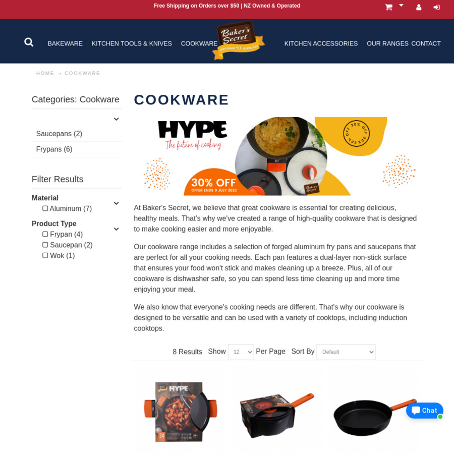 30 off All Cookware (Saucepans, Frypans & Woks) Bakers Secret