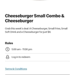 2x Cheeburgers + Small Soft Drink & Small Fries $8 @ McDonald's App