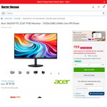 Acer Aspire SA243Y P1 23.8" FHD 144hz 1080p IPS Monitor $99 + Shipping / $0 C&C @ Harvey Norman