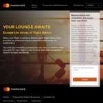 Free Airport Lounge Passes or $36 off Meals PP for You & 1-3 Guests Per Card for Delayed Flights [Eligible Mastercard Holders]