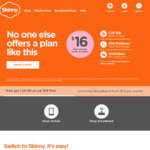 Skinny Mobile: 1.25GB Rollover Data, 200 Rollover NZ/AU Minutes & Unlimited NZ/AU Texts & Skinny to Skinny Calls for $16/28 Days
