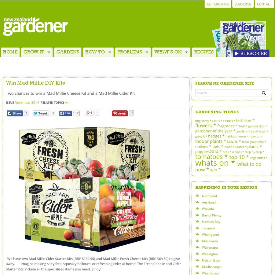 Win a Mad Millie Cheese & Cider Kit from NZ Gardener ChoiceCheapies
