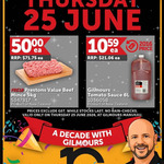 [AKL] Prestons Value Beef Mince 5kg $50 + GST, Gilmours Tomato Sauce 6L $10.59 + GST @ Gilmours Manukau (Membership Required)