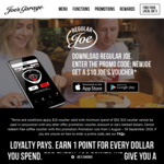 $10 off with $50 Spend @ Joe’s Garage Voucher Via App