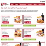 KFC Coupons: 2 Zinger Burgers $10.90, 1pc Original Recipe + 1 Reg Side $4 + More Offers