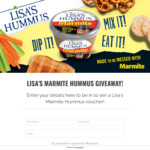 Win 1 of 70  Lisa's Marmite Hummus vouchers from Lisa's Hummus