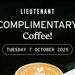 [Auckland] Free Coffee (October 7, 1 Per Person, While Stocks Last) @ Lieutenant Coffee Bar & Eatery