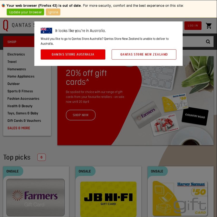 20 off Voucher Qantas Store (Points Redemption) ChoiceCheapies