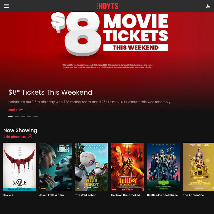 8 Standard Adult Tickets, 13 Xtreme Screen, 25 Lux for SatSun 1213