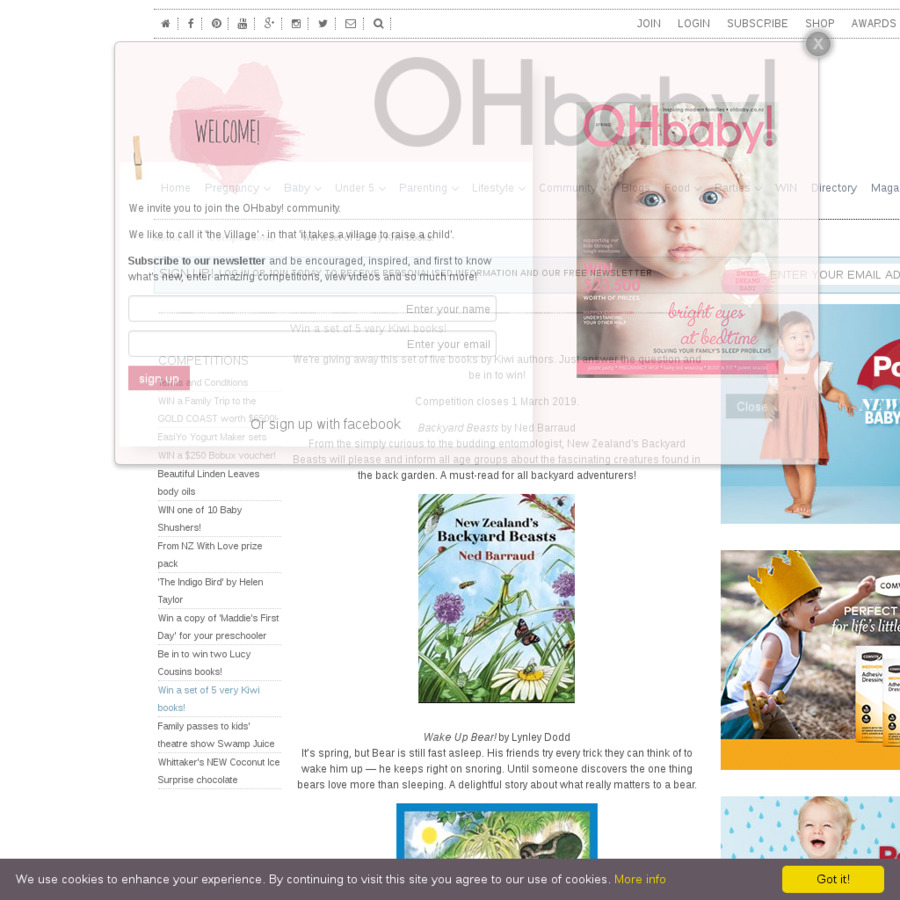 Win a Set of 5 Kiwi Books from Oh Baby ChoiceCheapies Competitions