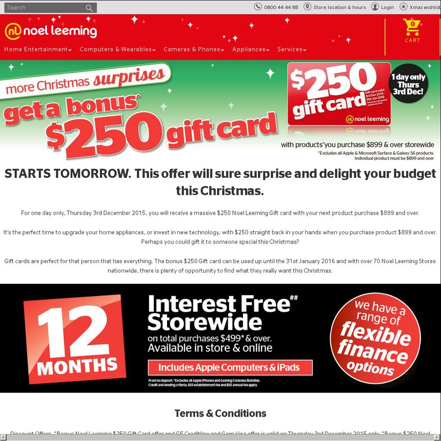 Noel Leeming $250 Bonus Gift Card for Purchases over $899 (with Some ...