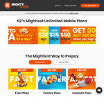 Unlimited Texts/Calls (AU/NZ) & Data (10Mbps $30/m, 50Mbps $35/m, Unlimited Max Speed $50/m) for First 6 Months @ Mighty Mobile