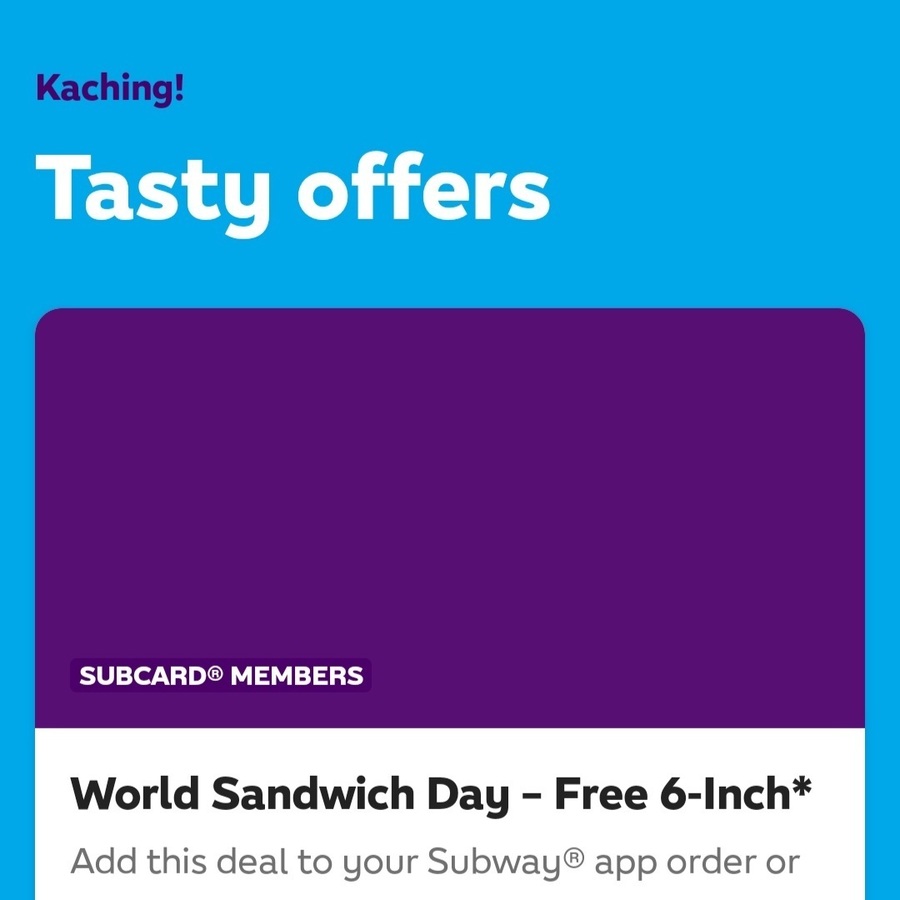 Free 6-Inch Sub with Any 6-Inch Sub & Drink Purchase (Equal or Less ...