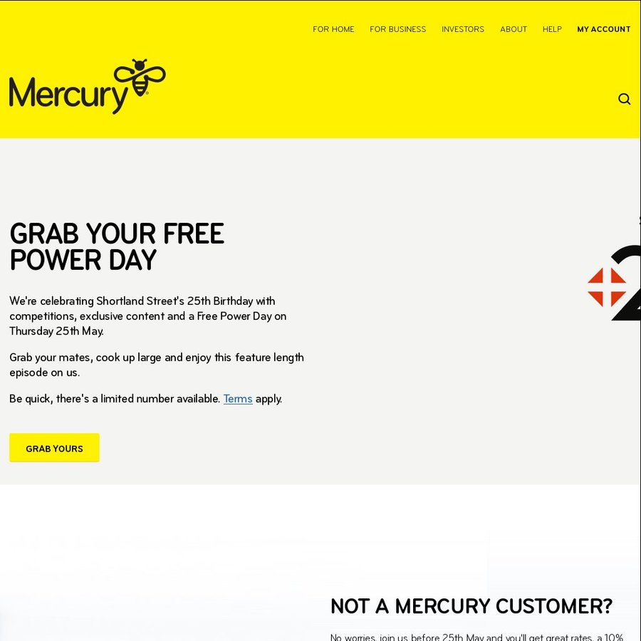 Free Power Day on May 25 2017 [Mercury Customers Only] - ChoiceCheapies