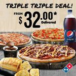 Any 3 Pizza's + 3 Sides (6 Options) for $32 Delivered @ Domino's Pizza