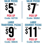 Large Extra Value Pizza $7, Large Traditional $9, Large Gourmet $11, Garlic Bread $3 @ Domino’s (Pickup Only)