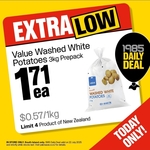 Value Washed White Potatoes 3kg Prepacked $1.71 (Instore Only, Ends 22/7) @ PAK'n SAVE South Island Stores