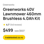 Free Line Trimmer with Purchase of Any 24V or 40V Lawnmower @ Greenworks