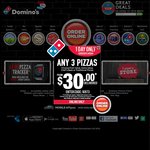 Any 2 Pizzas + Garlic Bread & 1.5l Drink $26 Delivered, Any 3 Pizzas $30 Delivered @ Domino's