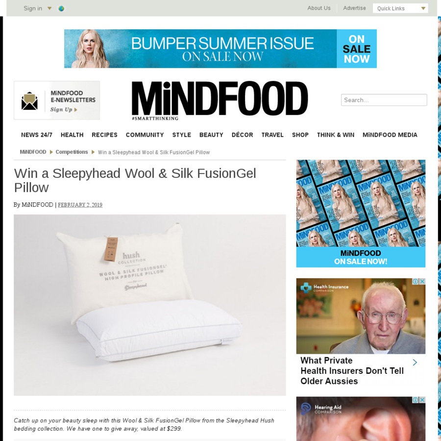 Win a Sleepyhead Wool & Silk FusionGel Pillow from Mindfood