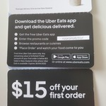 Uber Eats: $15 off First Order