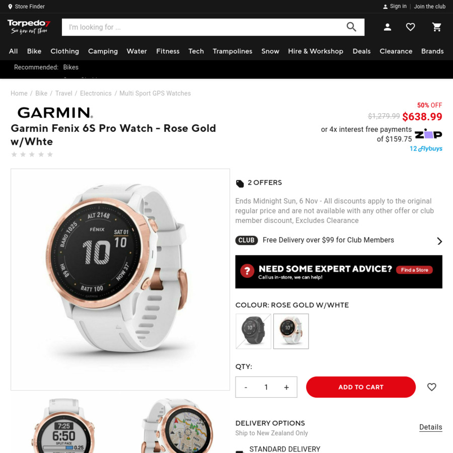 Garmin fenix 6s cheap pro white rose gold