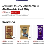 Four Square: Whittaker’s Chocolate Block 250g $4.94 + Fees @ Uber Eats