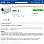 Sony FDRX1000V 4K Ultra HD Action Cam with GPS $383.20 (Save $320) Delivered @ Elive