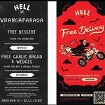 Free Dessert or Delivery with $30 Spend, Free Bread & Wedges with Purchase of 2 Double Pizzas @ Hell Pizza Whangaparāoa