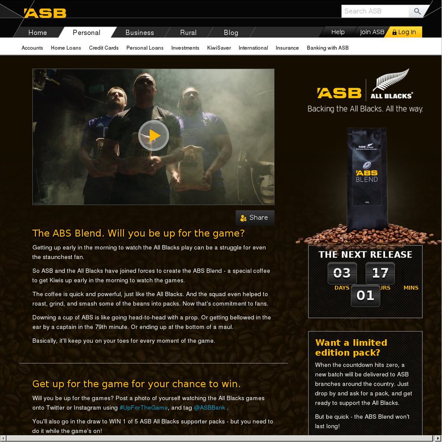 Free Bag of All Blacks Coffee (and Possibly an ASB Mug?) @ ASB Branches ...