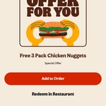 [Targeted] Free - 3 Pack Chicken Nuggets @ Burger King App/Online (Royal Perks Members)
