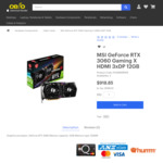 MSI GeForce RTX 3060 Gaming X $917 + shipping @ CelloTech