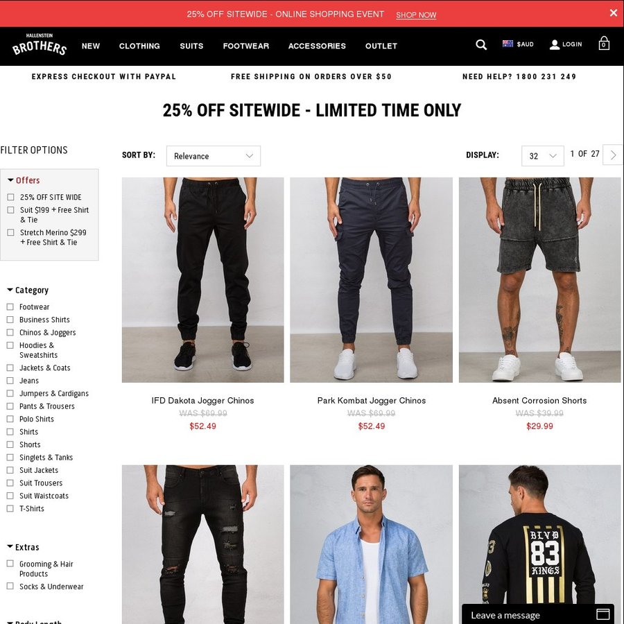 25 off Site Wide, Spend 40+ & Also Get Free Shipping Hallensteins