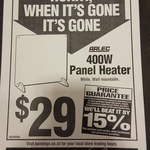 Arlec Energy Saving 400w Panel Heater $29 @ Bunnings